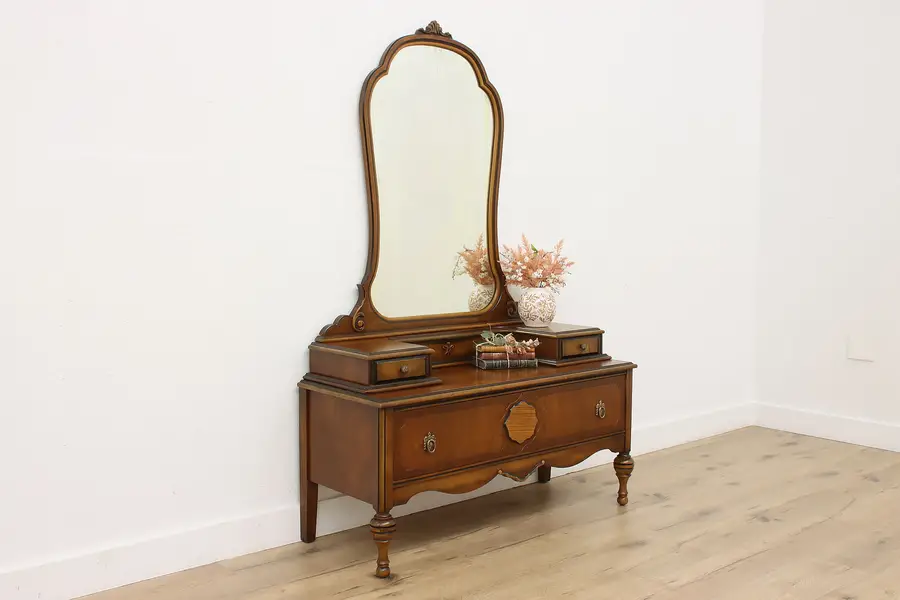 Photo of Tudor Vintage Walnut & Beech Boudoir Vanity Dressing Table