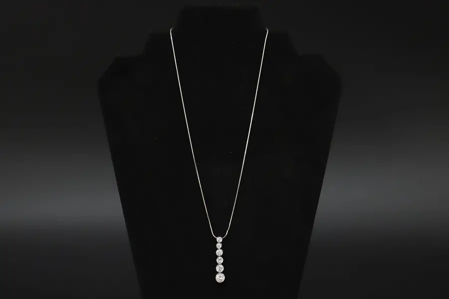 Photo of Italian Sterling Silver & CZ Gemstone Pendant 18" Necklace