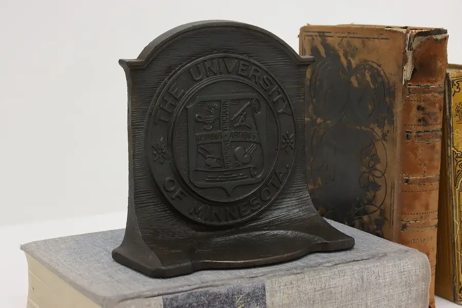 Photo of Minnesota University Vintage Cast Iron Regent Seal Bookend