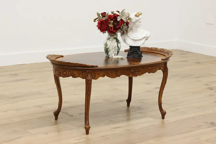 Photo of French Design Antique Carved Coffee Table Music Instruments