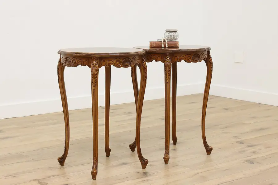 Photo of Pair of French Design Antique Mahogany End or Side Tables