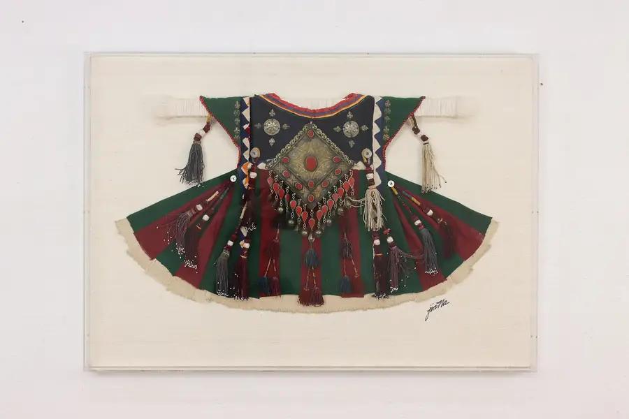 Photo of Turkmen Vintage Folk Art Child Dress in Shadow Box 40.5"