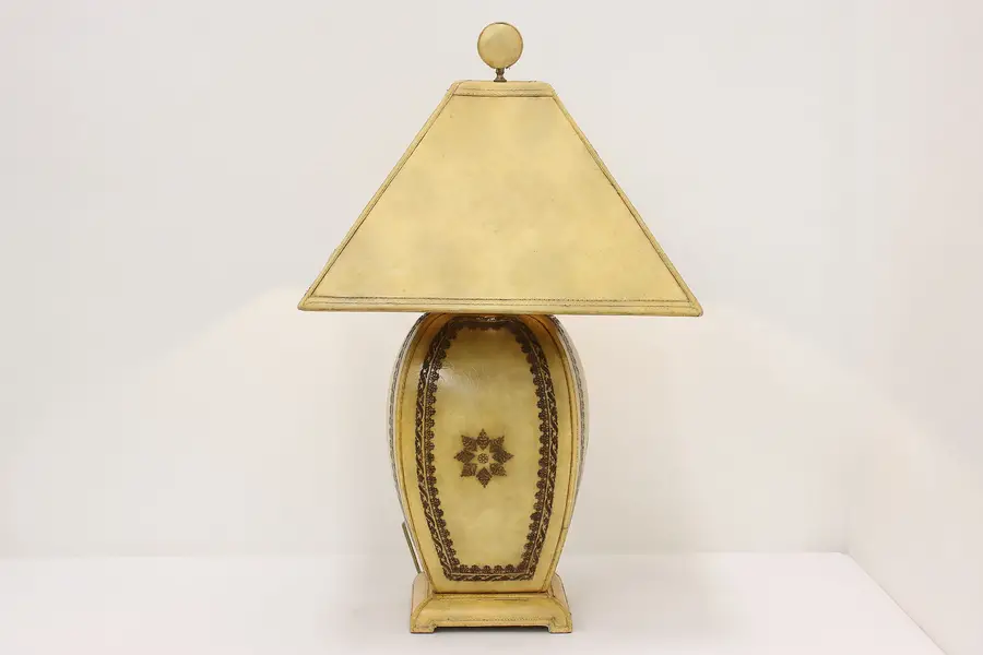 Photo of Tooled Leather Farmhouse Vintage Lamp Maitland Smith