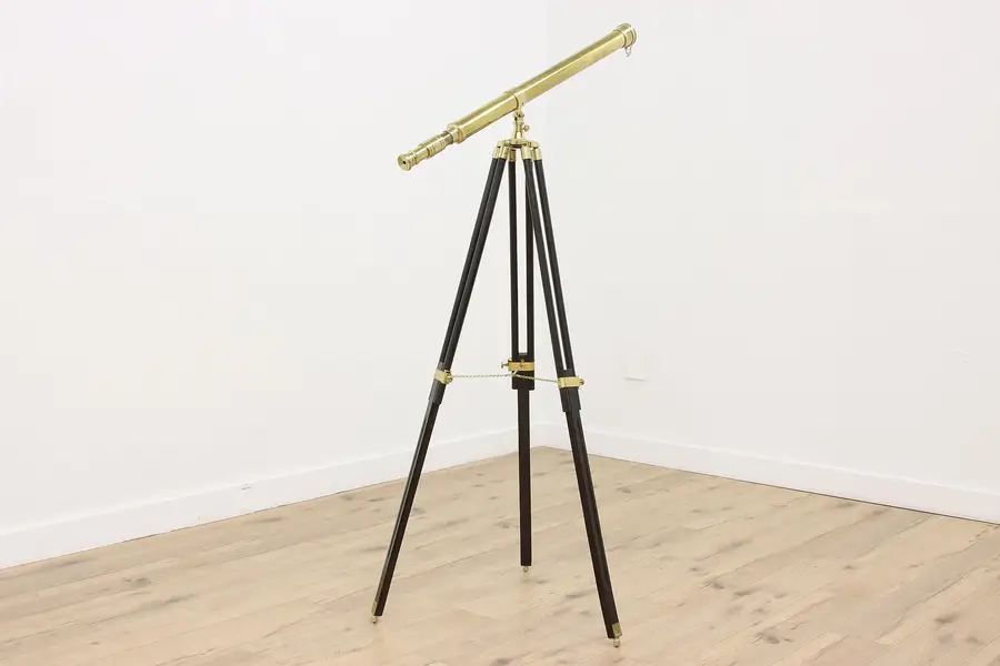 Photo of Nautical or Astronomy Vintage Brass Telescope & Tripod Stand