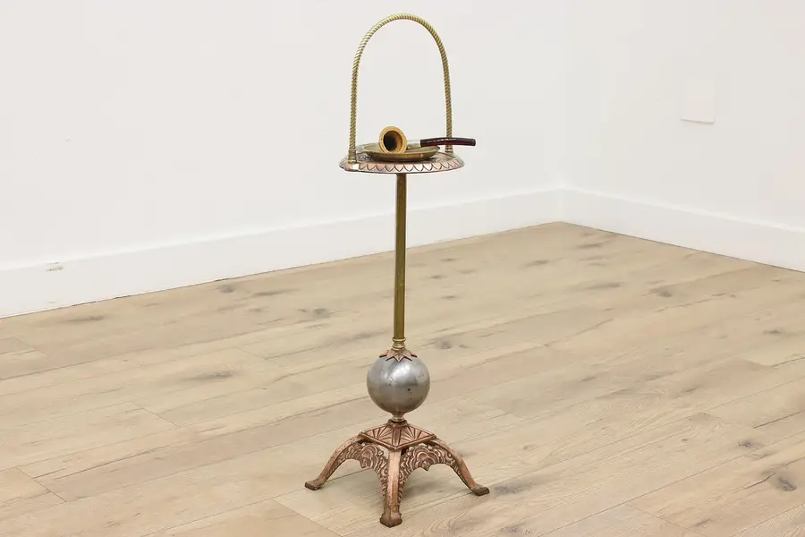 Photo of Art Deco Antique Chairside Smoking Pipe Drink Stand, Art Co