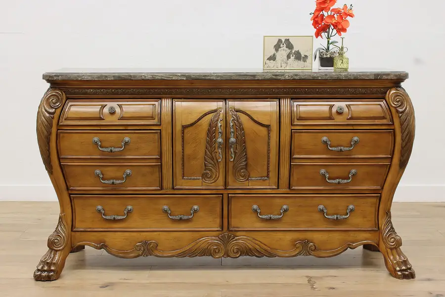 Photo of Renaissance Vintage Marble Top Buffet Bar TV Console Amini