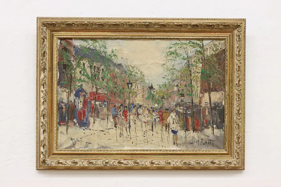Photo of Evening in Paris Vintage Original Oil Painting Buffet 29"