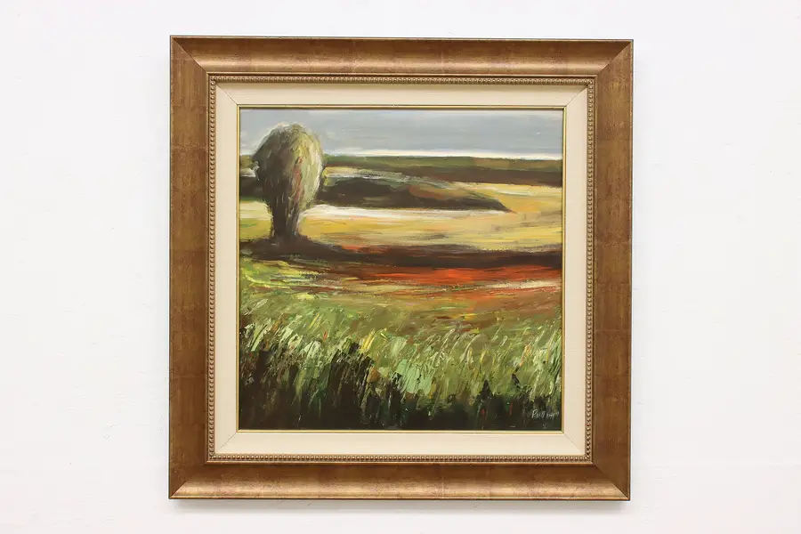 Photo of Abstract Tree in Field Vintage Oil Painting Pulliam 30.5"