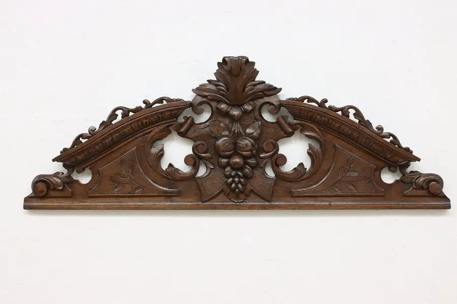 Photo of Black Forest Antique Oak Salvage Crown Crest, Carved Fruit