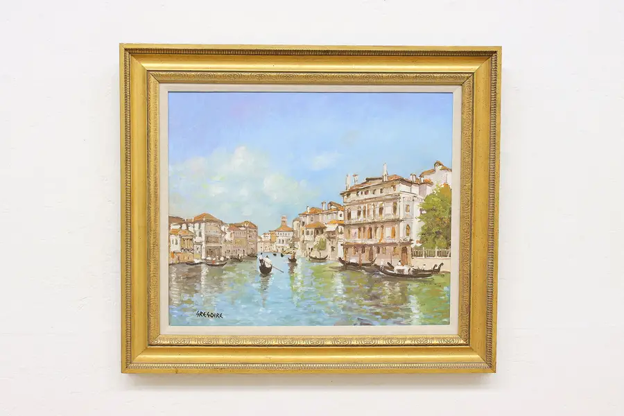 Photo of Summer in Venice Vintage Original Oil Painting Gregoire 31"