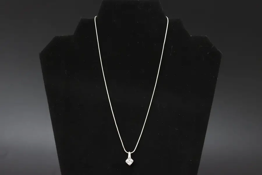 Photo of Cubic Zirconia Pendant & 18" Sterling Silver Necklace