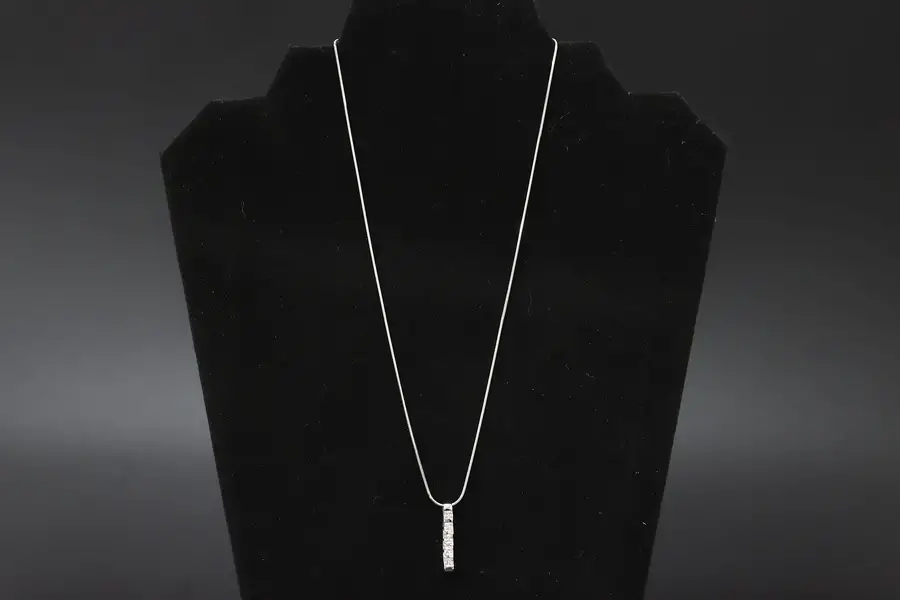 Photo of Italian 18" Sterling Silver Necklace & CZ Pendant