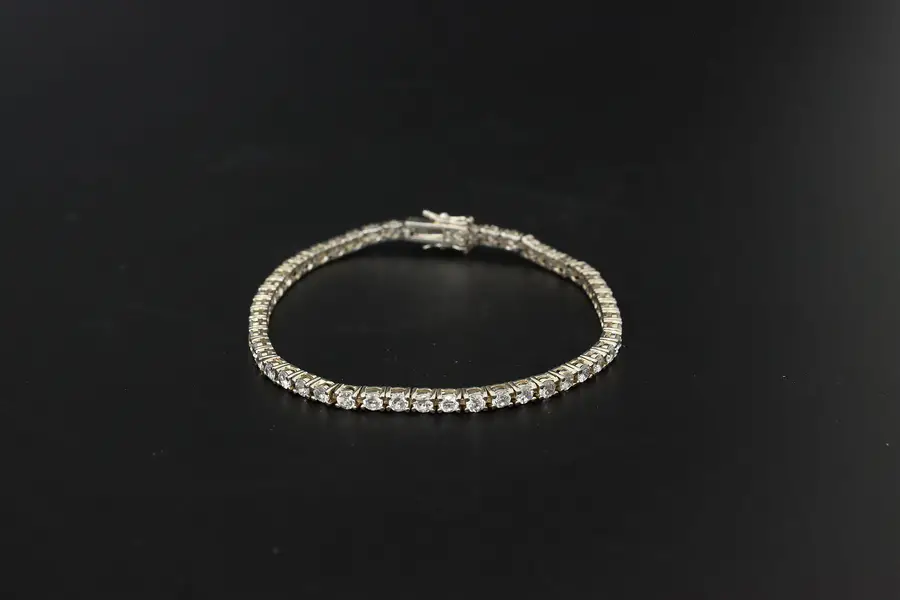Photo of Sterling Silver & Cubic Zirconia Gems 7.5" Tennis Bracelet