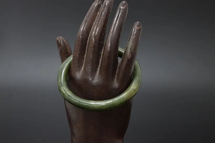 Photo of Chinese Carved Dark Green Jade Bangle