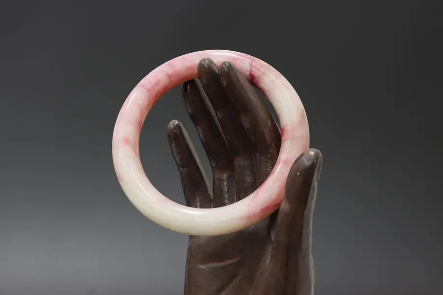 Photo of Chinese Carved Pink & White Jade Bangle