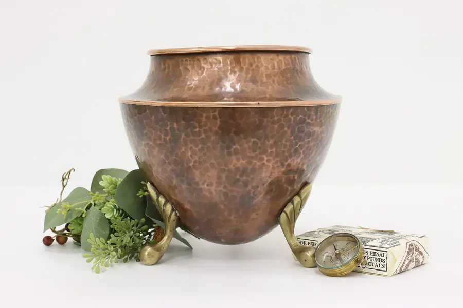 Photo of Arts & Crafts Antique Hammered Copper Decorative Vase Signed
