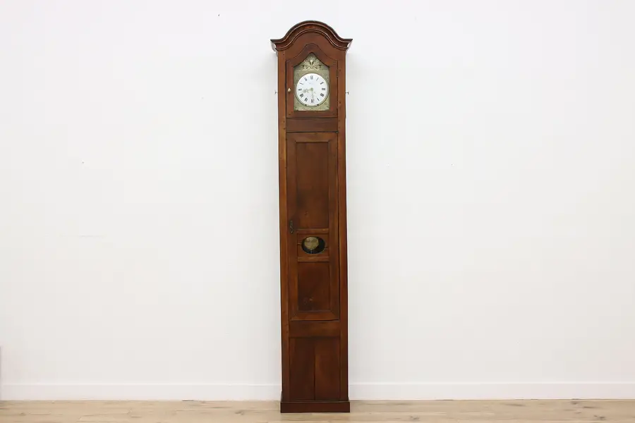 Photo of French Antique Walnut Grandfather Tall Case 9' Clock Hugon
