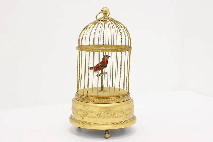 Photo of French Vintage Singing Bird in Golden Cage Automaton