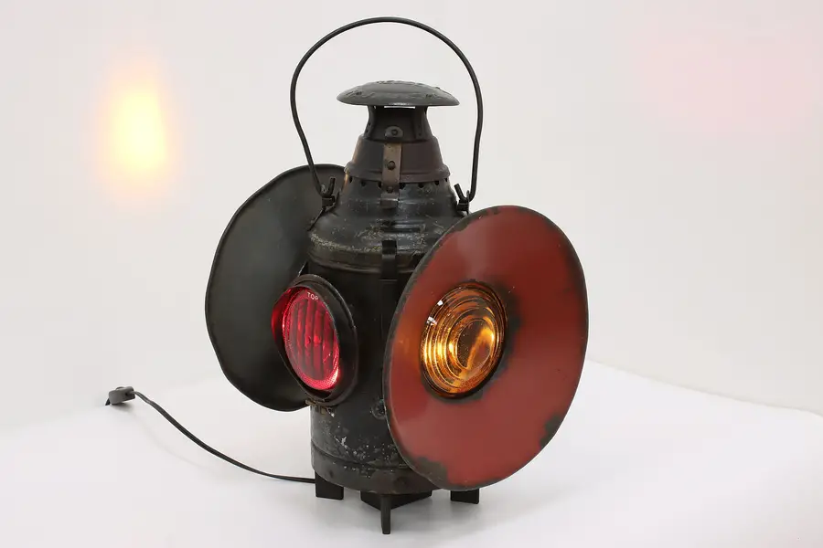 Photo of Industrial Antique Railroad Lantern Desk Table Lamp Dressel