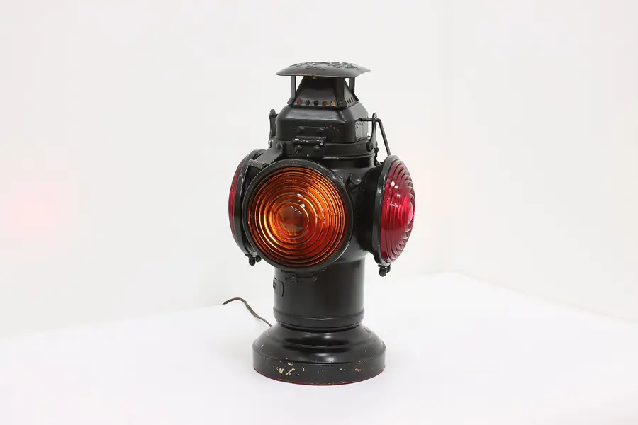 Photo of Industrial Salvage Antique Railroad Lantern Lamp Adlake
