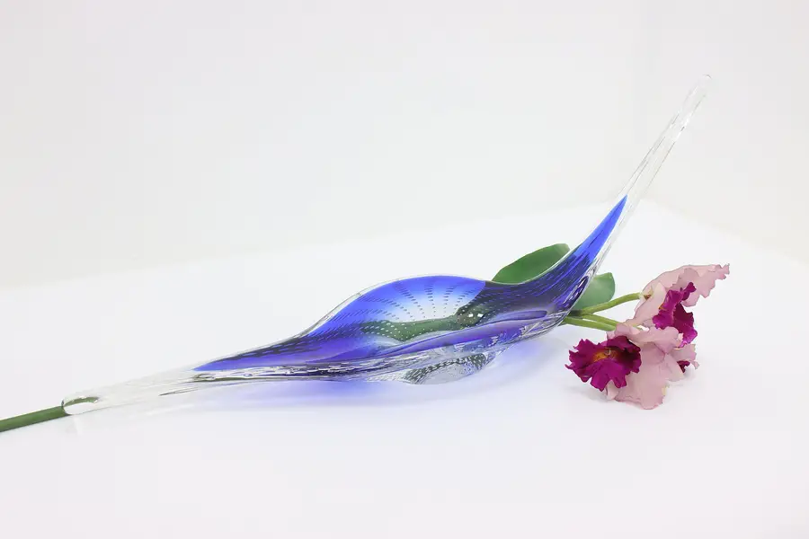 Photo of Murano Venetian Italian Cobalt Art Glass Sculpture Bowl