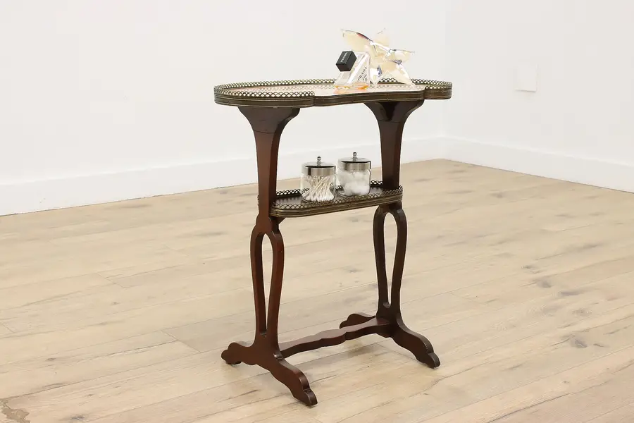 Photo of French Antique Kidney Shape Marble Chairside Table Colbys