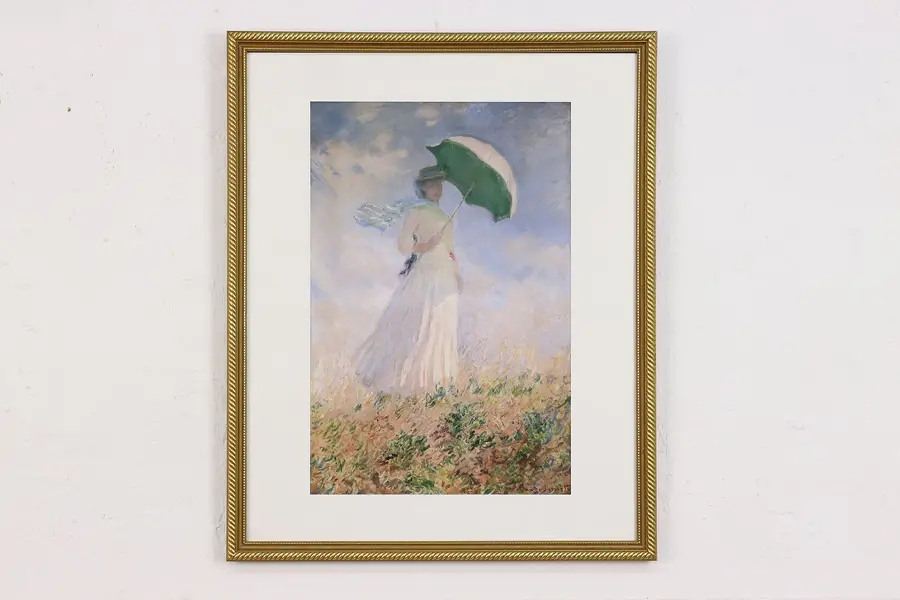 Photo of Woman with Parasol Vintage Print after Claude Monet 21.5"