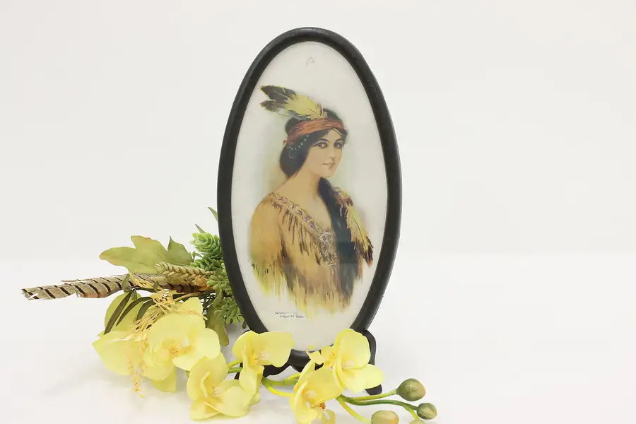 Photo of Native American Woman Antique Colored Print after Hare 10.5"