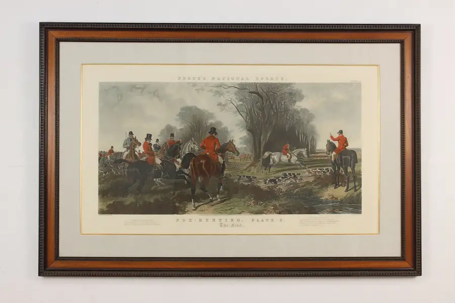 Photo of Countryside Fox Hunt Antique Engraving after Herring 59.5"