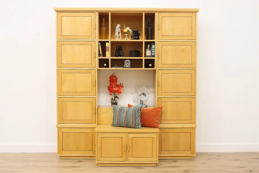 Photo of Midcentury Modern Vintage Birch Bookcase Display Wall Unit