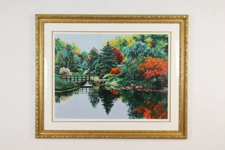 Photo of Lake Park in Summer Vintage Original Serigraph Rea 54"