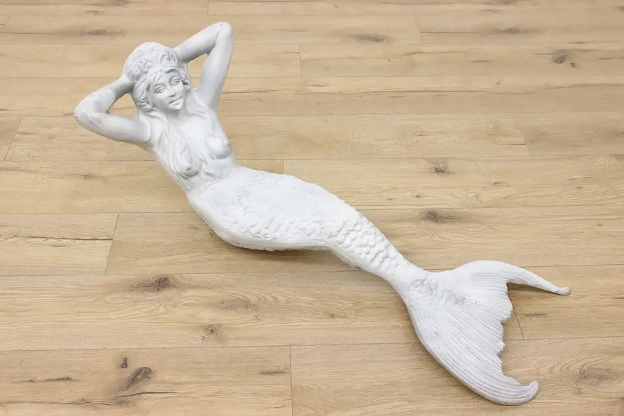 Photo of Mermaid Vintage Painted Cast Metal Pond Sculpture Mexico