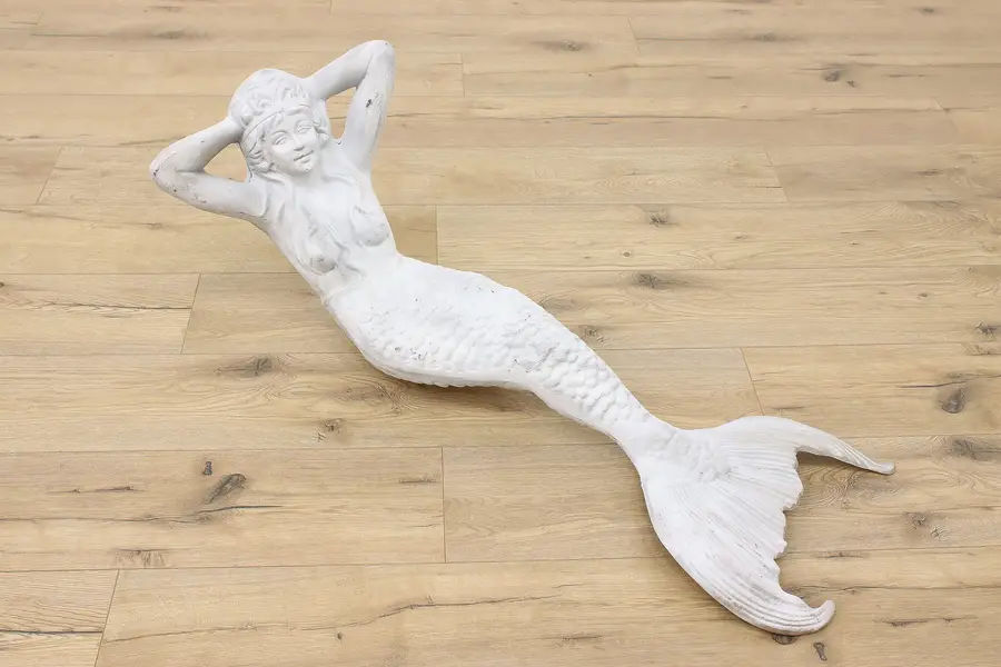 Photo of Mermaid Vintage Painted Cast Metal Pond Sculpture Mexico