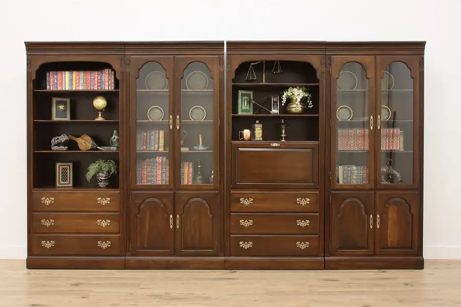 Photo of Cherry Traditional 4 Pc Office Bookcase Wall Ethan Allen