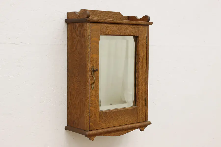 Photo of Craftsman Antique Oak Medicine Chest Bath Cabinet, Mirror