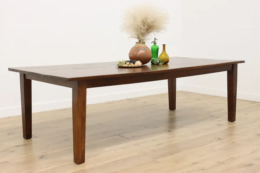 Photo of Farmhouse Vintage Rustic Teak 8.5' Harvest Dining Table