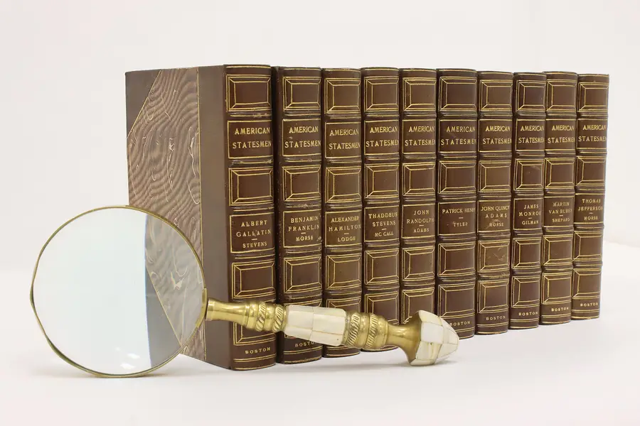 Photo of Set of 10 Antique Leatherbound American Statesmen Books