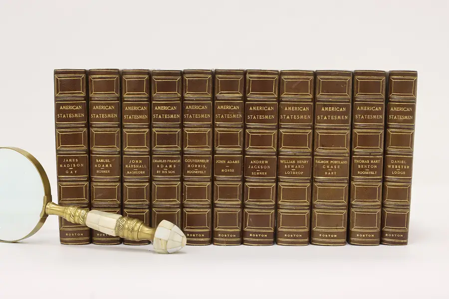 Photo of Set of 11 Antique Leatherbound American Statesmen Books
