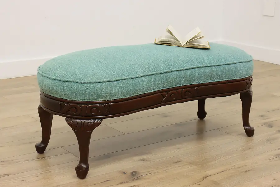 Photo of Georgian Antique Carved Kidney Shape Hall or Boudoir Bench