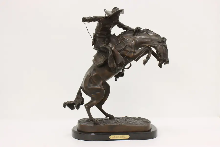 Photo of Bronco Buster Vintage Bronze Sculpture after Remington
