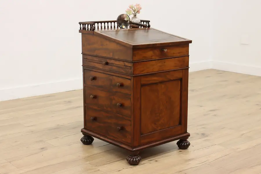 Photo of English Victorian Antique Mahogany Davenport Ship Desk,