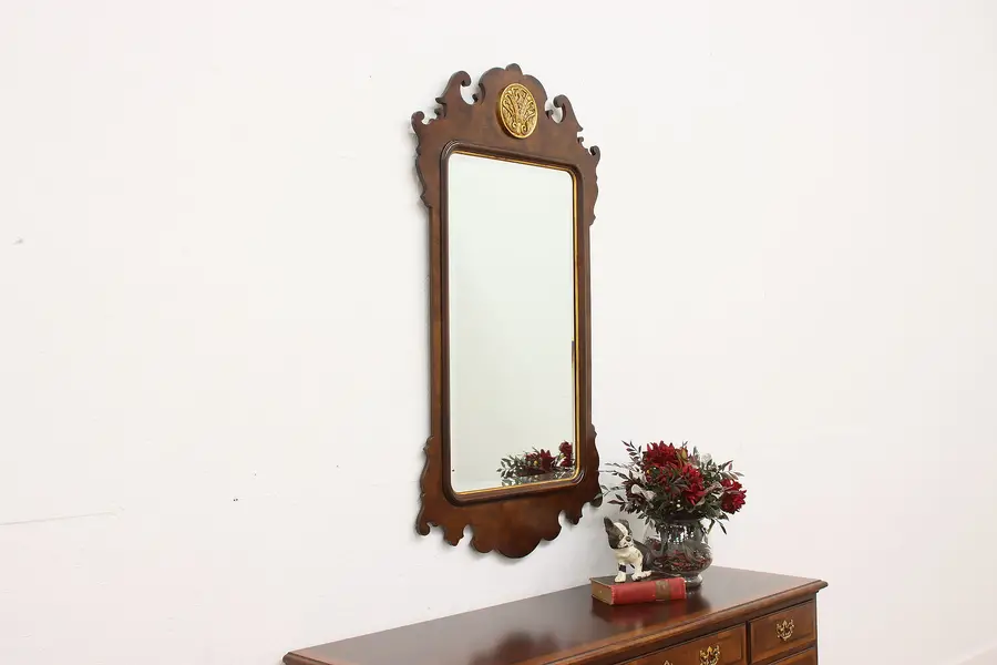 Photo of Georgian Vintage Mahogany Beveled Mirror, Aston by Henredon