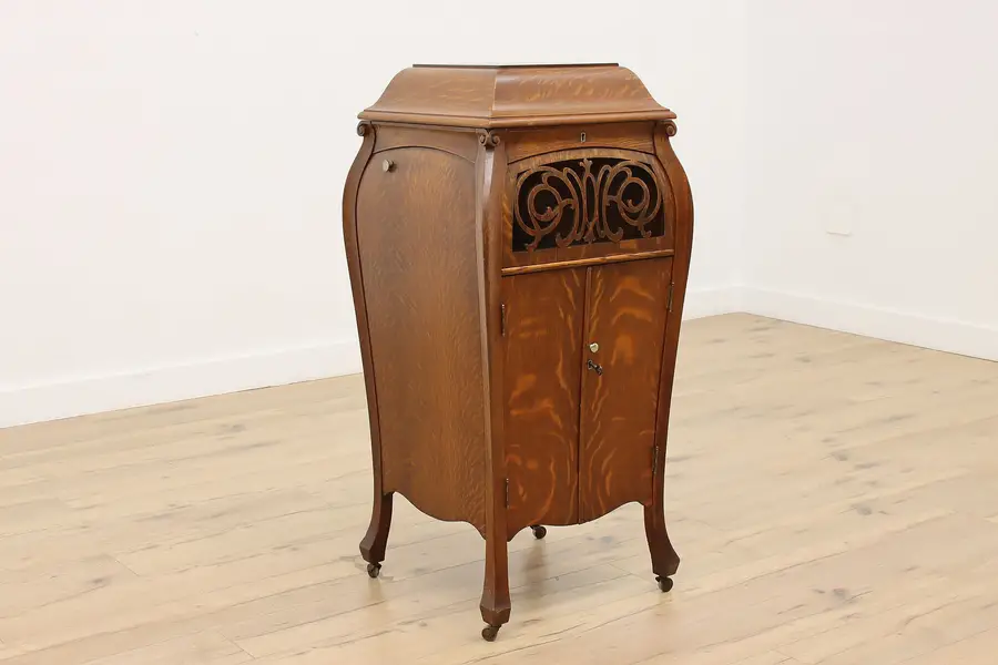 Photo of Sonora Antique Oak Bombe Baby Grand Record Player Phonograph