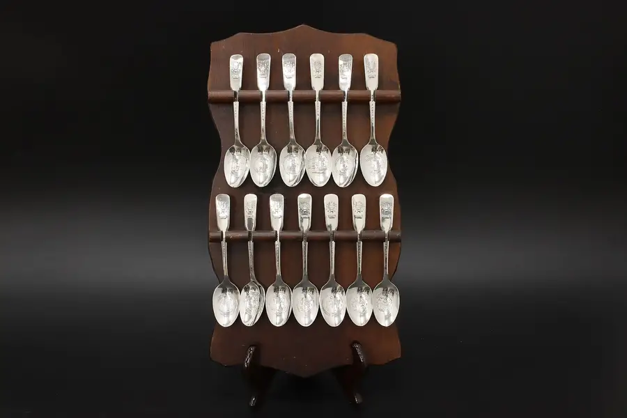 Photo of Set of 13 US Centennial Silver Spoons & Rack International
