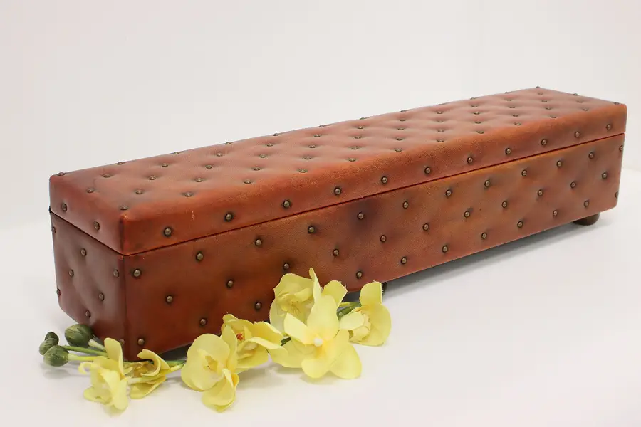 Photo of Red Leather Vintage Keepsake Collector Jewelry Box