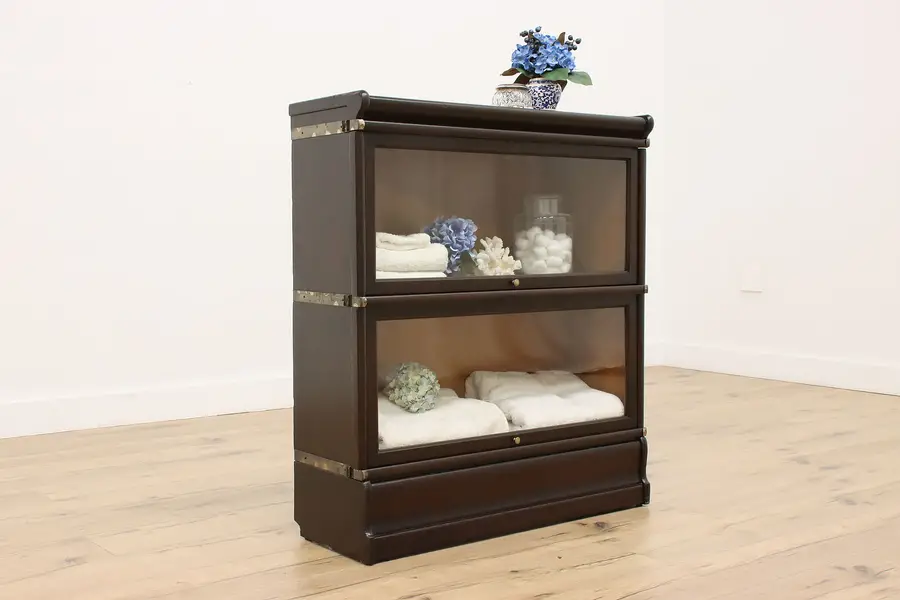 Photo of Arts & Crafts Antique Stacking Lawyer Oak Bookcase Globe