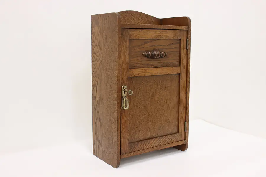 Photo of Arts & Crafts Antique Oak Medicine Chest Jewelry Cabinet