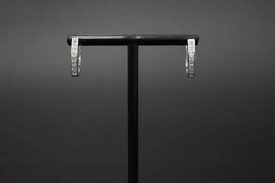 Photo of Classic Sterling Silver Cubic Zirconia Hoop Earrings