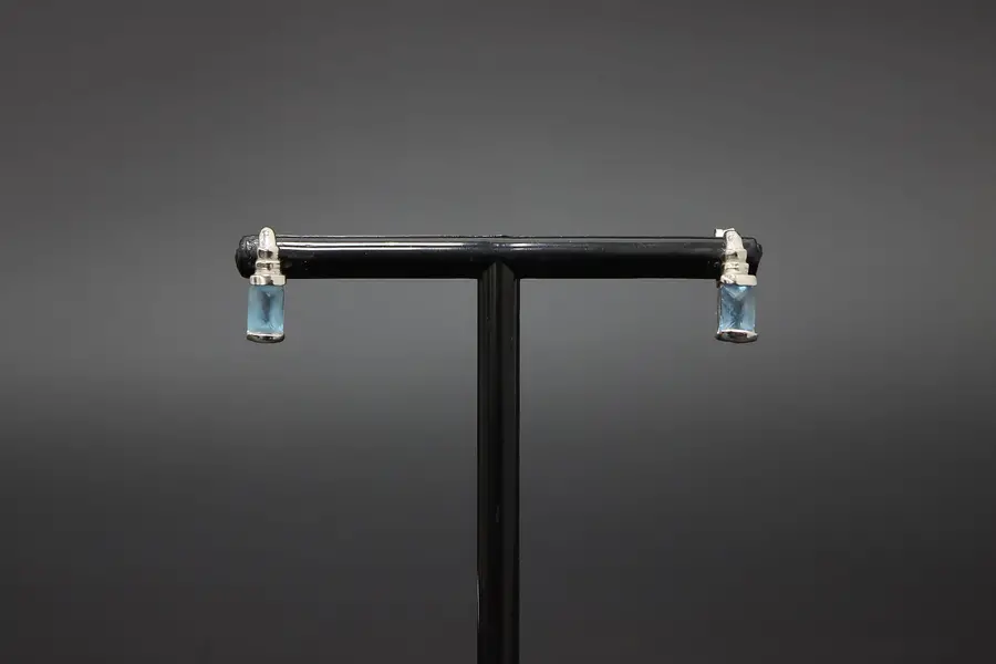 Photo of Sterling Silver Blue CZ Stud Earrings