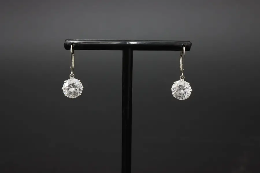 Photo of Sterling Silver Cubic Zirconia Round Drop Earrings
